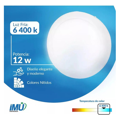 Lampara De Leds Circular Para Sobreponer 12 W Sanelec Color Blanco
