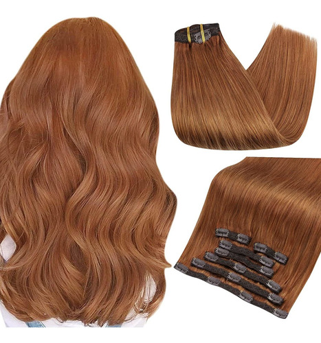 Extensiones De Cabello Humano 100% 20in 120gr Rojo Auburn