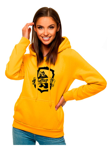 Buzo Hoodie Capota Harry Potter Hufflepuff Correr Caminar Hp