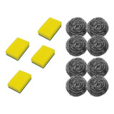 Set 4 Esponjas Y 8 Virutillas Metálica Para Cocina Multiuso