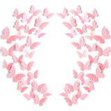 Mariposas 3d Decorativas Pared Removibles Rosa