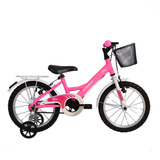 Bicicleta  Infantil Athor Bliss Rosa Aro 16 Freio V-brake Nylon Cor Rosa Com Rodas De Treinamento
