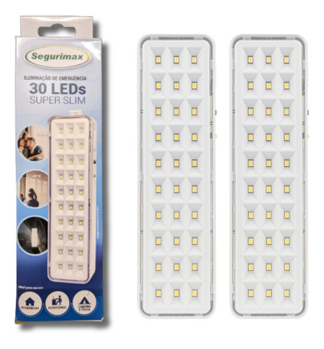 Kit 2 Luminárias Luz De Emergência Bivolt 30 Leds