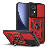 Funda Para Xiaomi 12 Pro Grado Militar Anillo 360 Rojo