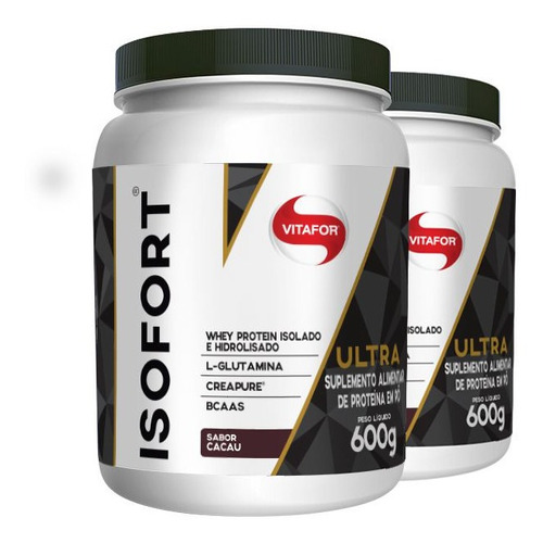 Kit 2 Isofort Ultra 3 Em 1 Whey Hidrolizado - Vitafor 600g 