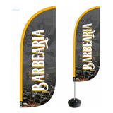 Wind Banner Barbearia 2,8m Dupla Face Kit Completo 