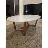 Mesa Living 120x66 Mármol Bco Carrara. Madera Petiribi