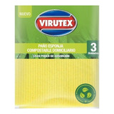 Paño Esponja Natural X3 Ultra Absorbente Virutex Color Amarillo