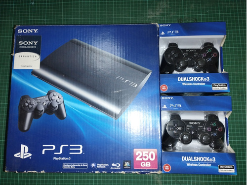 Ps3 Superslim 250gb + 2 Joysticks + 18 Juegos