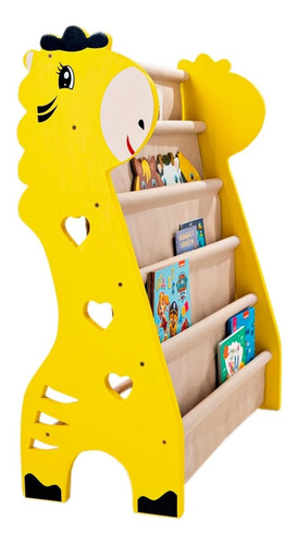 Rack Para Livros Infantil, Standbook Montessoriano De Girafa