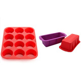 Set Molde Budinera Pan Muffins Silicona Horno X12 Reposteria