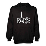 Buzo Canguro Paris Torre Corazón Texto Hoodie