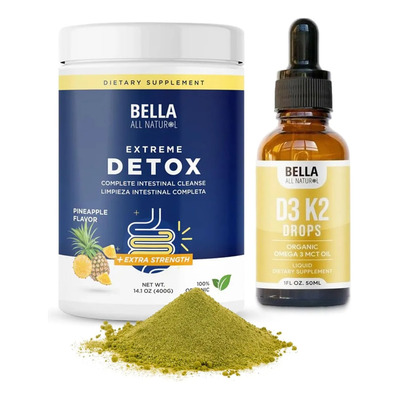 Kit Extreme Detox Piña & Gotas D3 K2 Omega Bella All Natural | Envío gratis