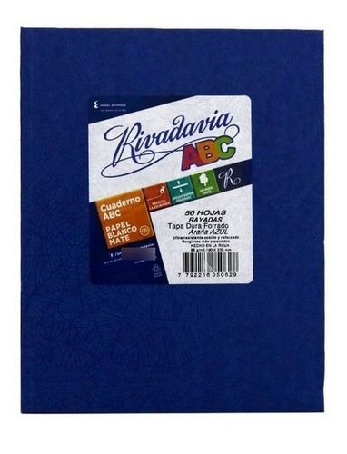 Cuaderno Abc Rivadavia Forrado Araña 50 Hojas Ray Azul