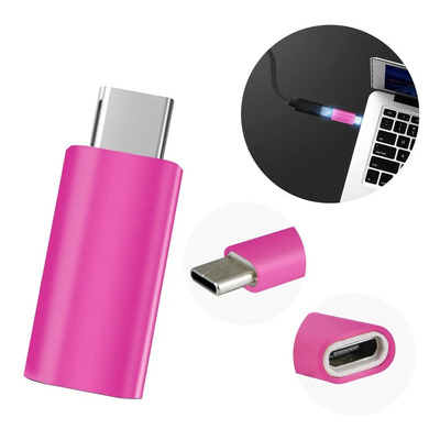 Adaptador Convertidor Micro Usb V8 Hembra A Tipo C Macho Color Magenta | MercadoLibre