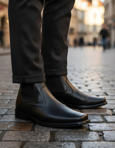 Bota Piel Hombre Ajuste Elástico Caballero Casual Formal