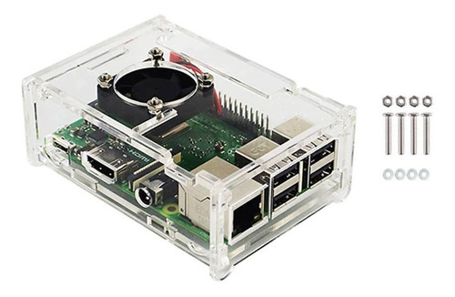 Case Acrílico Para Raspberry Pi3(b)+ Com Parafusos E Porcas