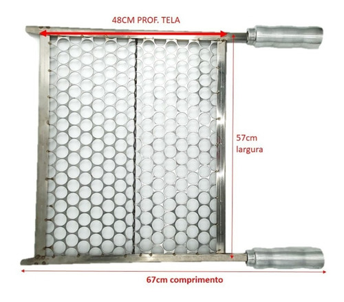 Grelha Para Churrasqueira Tela Moeda Inox 57cm Largura