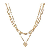 Collar Doble Corazón Oro Laminado Mujer Regalo Promesa Amor