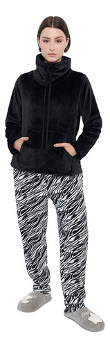 Pijama Mujer Fleece Mujer Negro Corona