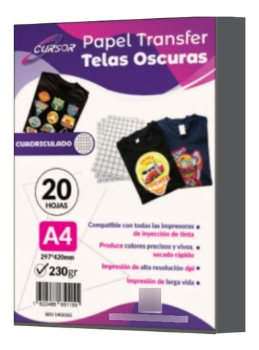 Transfer Telas Oscura 20h Y Papel Siliconado Cuadriculado