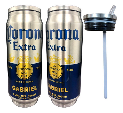 Termo Lata Cerveza Corona Doble Capa Personalizable 500 Ml