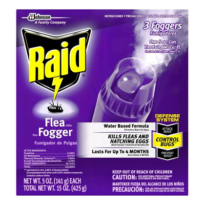 Raid Flea Fogger Fumigador Mata Pulgas Chinches (3 Latas) | Meses sin interés