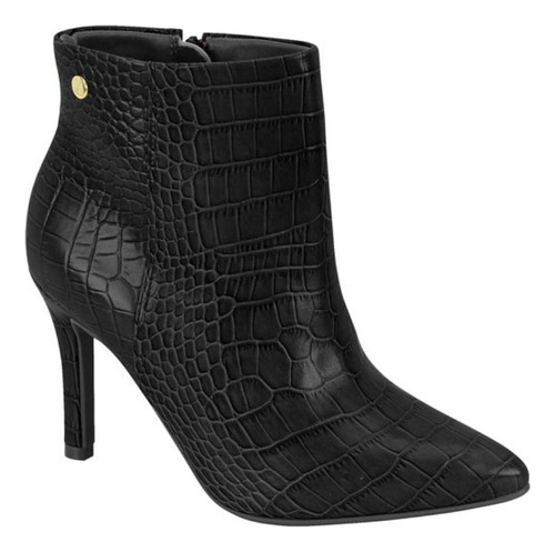 Bota Feminina Vizzano Cano Curto Napa Croco Preto