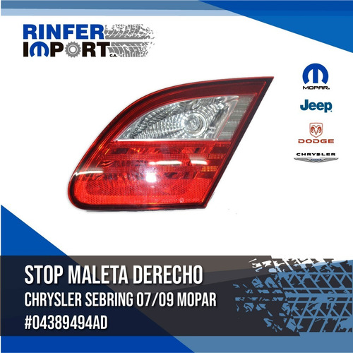 Stop Maleta Derecho Chrysler Sebring 07/09 Mopar Foto 2