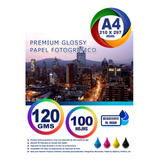 100 Hojas, Papel Fotográfico Glossy A4 Impresora 120g Brilla