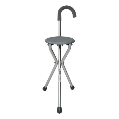 Bastón con Asiento Plegable Alumino 3 Patas Banco 85cm Plateado | Envío gratis