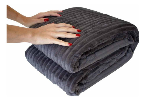 2 Cobertor Manta Solteiro Canelado Quentinho Macio 1,50x220m