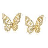 Zovie Cubic Zirconia Butterfly Pendientes, 18k Plated Stud P