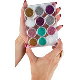 Glitter Fino Unha Encapsulada Kit Com 12 Art Nails Decoração