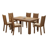 Conjunto Sala De Jantar Madesa Analu 6 Cadeiras Rustic/bege