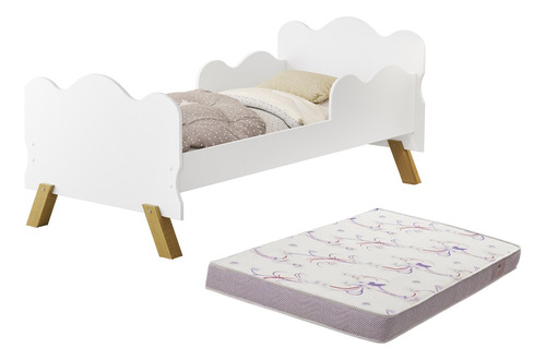 Cama Angel Juvenil Branco Com Colchão Ortobom 150x70x10