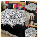 Hermosas Manta Tapestry. Flor De Lotto (blanco Y Negro)