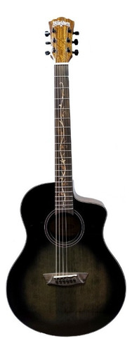 Guitarra Electroacústica Washburn Bella Tono Vite S9v Para Diestros Charcoal Burst Ébano Brillante