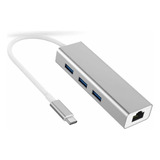 Adaptador Usb Tipo C Rj45 Ethernet Gigabit 1000 Usb 3.0 X 3