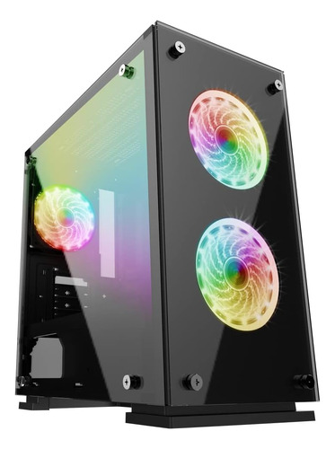 Game Factor Gabinete Csg550 Micro Atx 3 Vent Rgb Cristal Sft