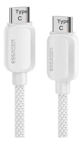 Cable Tipo C Essager 5a Carga Rápida 100w Para iPhone 15/ 15 Pro Max/ Macbook/ iPad/ Samsung/ Huawei - 1 Metro