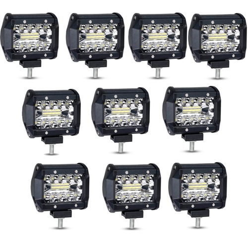 Kit 10 Faros Barra 20 Leds Auxiliar Led Camion Agro