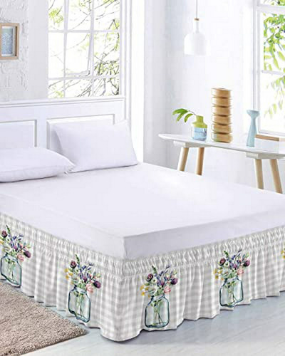 Faldón De Cama Floral 16  King. Compatible Con Somier.