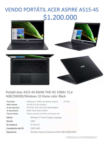 Portátil Acer Aspire A515-45