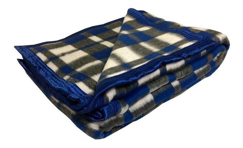 Cobertor Guaratinguetá Boa Noite Cor Azul Royal Com Design Xadrez De 2.2m X 1.8m