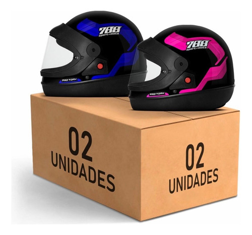 Kit 2 Capacete Fechado Automatico Sport Moto 788 Todas Cores