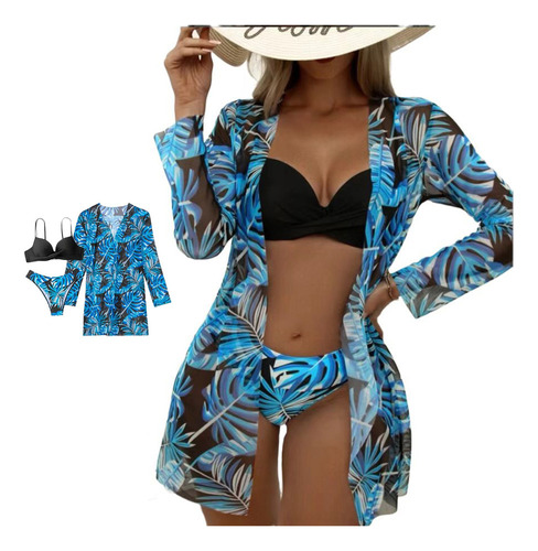 Conjunto Saída De Praia Kimono Verão Feminino + Bikini