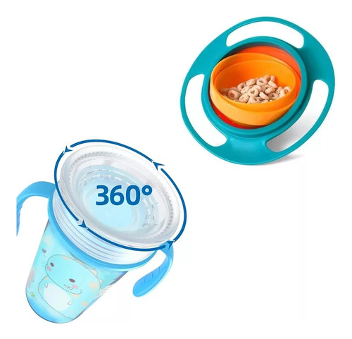 Vaso 360 Magic Cup Antiderrame +  Plato Gyro Bowl 360 Niños