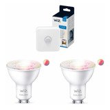 Wiz 2 Ampolletas Colores Gu10+ Sensor De Movimiento Wi- Fi