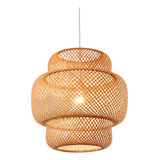 Lámpara Colgante De Bambú, Lámpara Retro Japonesa E27